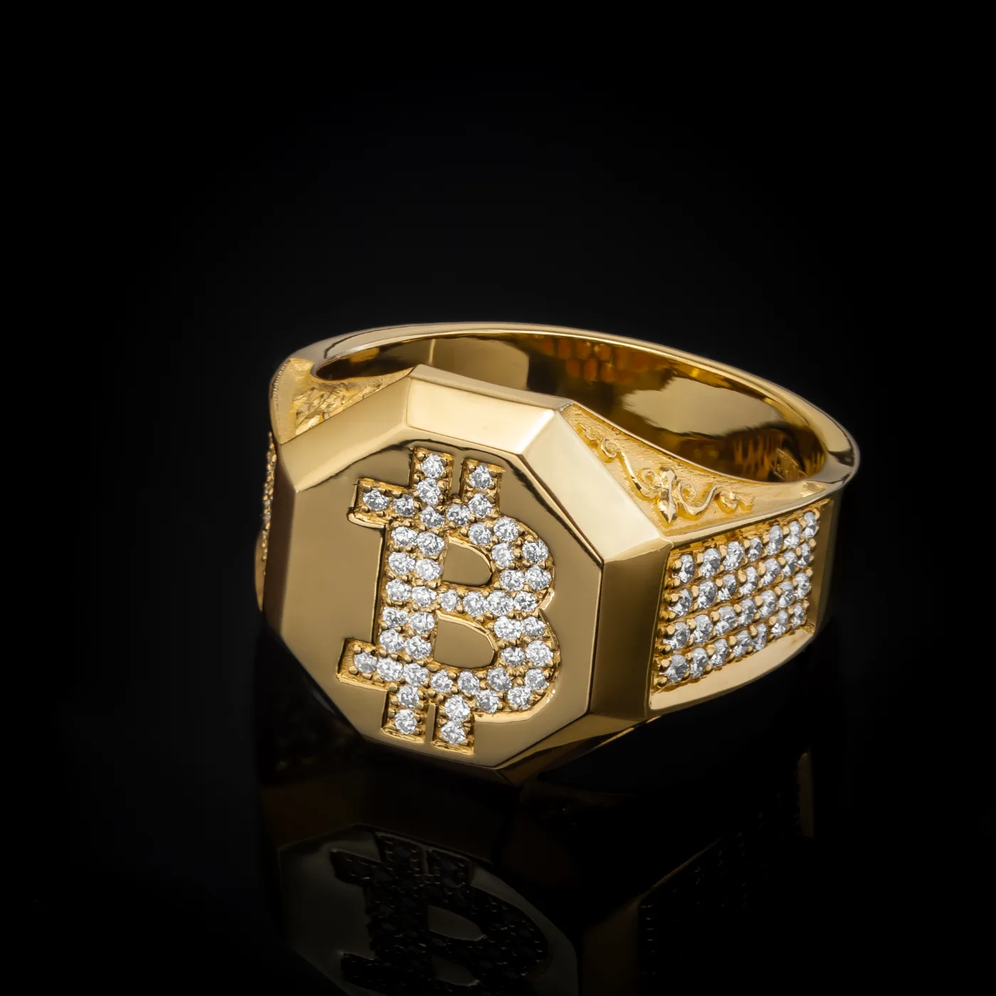 Bitcoin Signet Ring in yellow gold 18k, photo 3