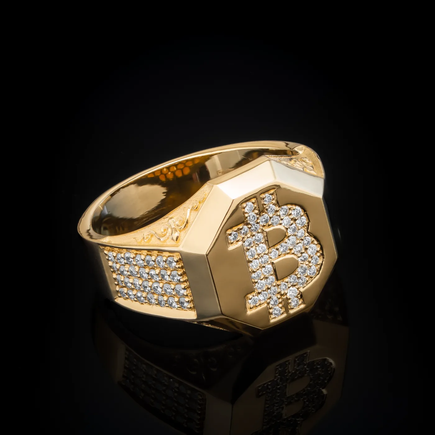 Bitcoin Signet Ring in yellow gold 18k, photo 4