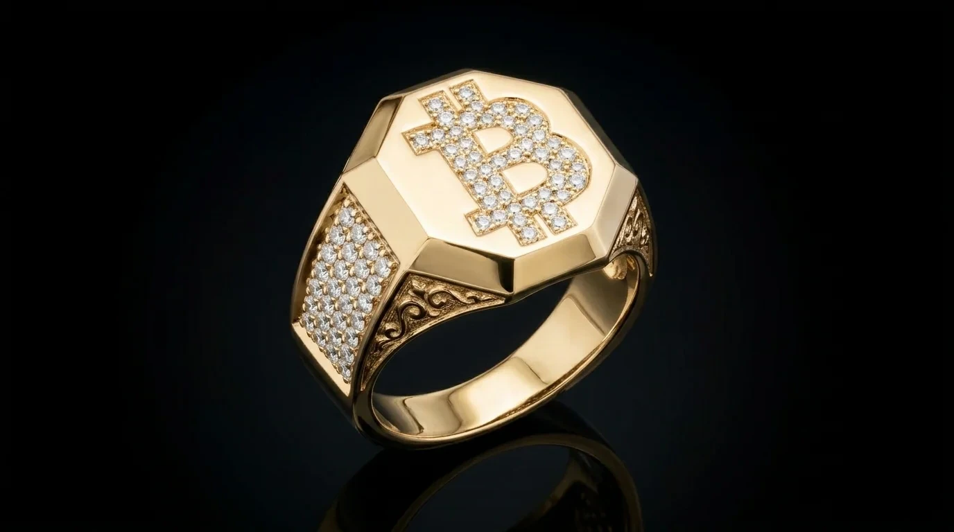Bitcoin Signet Ring in yellow gold 18k, photo 7