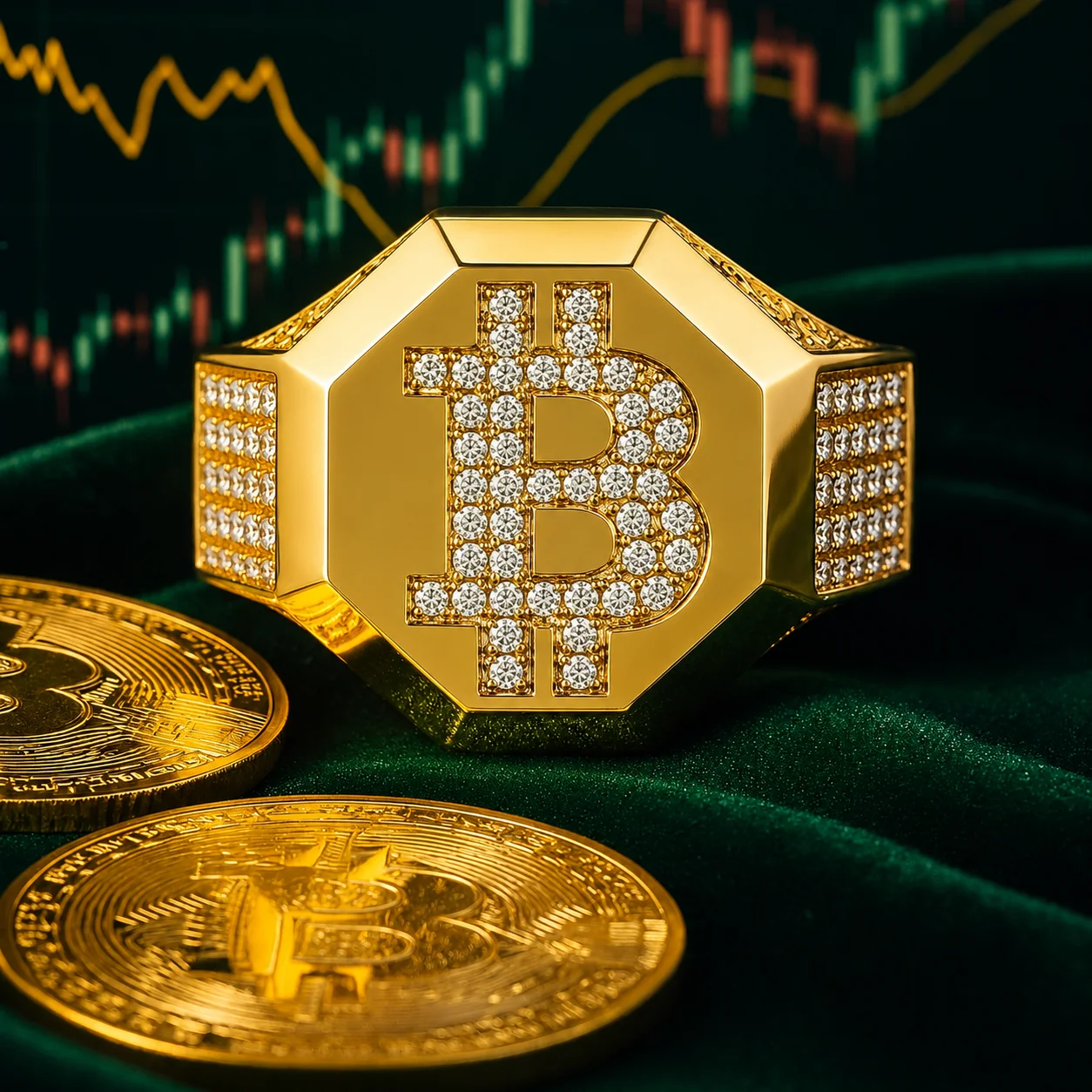 Bitcoin Signet Ring in yellow gold 18k, photo 8